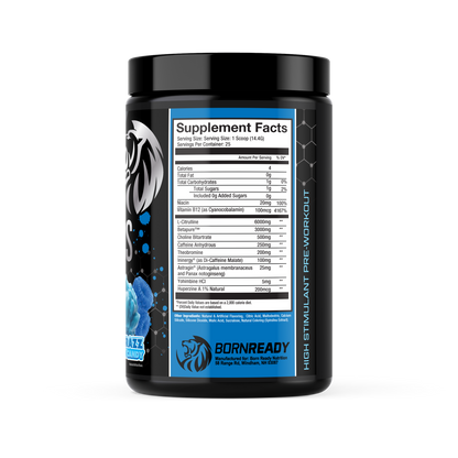 ZEUS HIGH STIM PRE-WORKOUT BLUE RAZZ COTTON CANDY